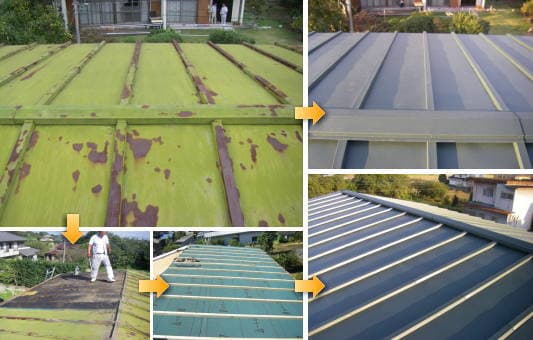 埼玉県坂戸市でのガルバリウム鋼板桟葺き屋根完成写真