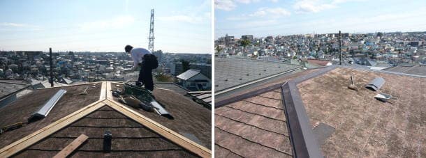 神奈川県横浜市でのコロニアル屋根の修理写真