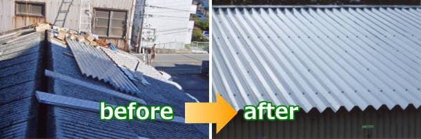 工場スレート屋根カバー工法。千葉県船橋市