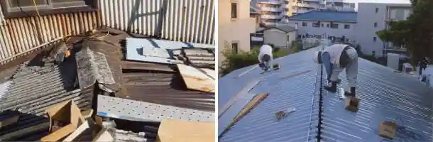 工場スレート屋根工事工程写真