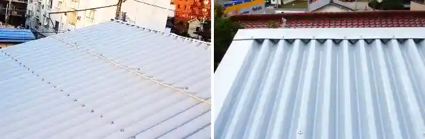 工場屋根の棟部分工事