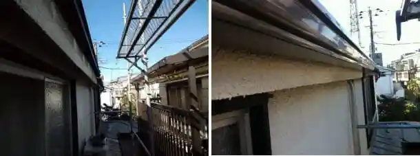 傷んだ雨樋をはずして取り換え