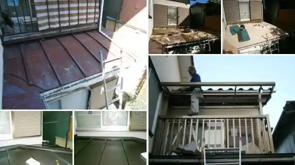 ベランダ下のトタン屋根張り替え