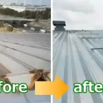 工場屋根が台風で剥がれ飛んだ