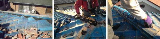 瓦屋根のし瓦取り付け修理