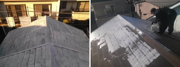 棟包みの釘打ち直しと屋根補修