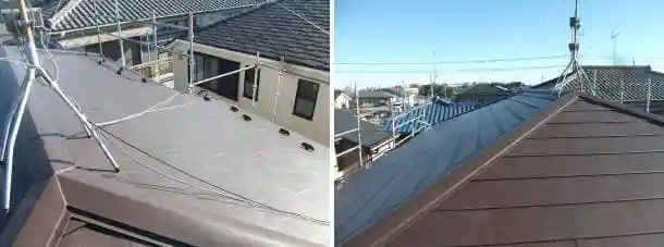 カラーベストにガルバリウム鋼板屋根カバー工法完成写真