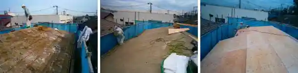 瓦撤去後の下地増し張り工事