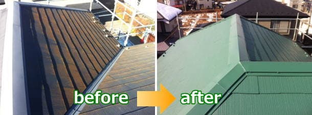 カラーベスト屋根塗装before＆after写真（神奈川県横浜市）