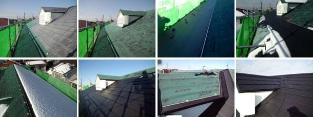 カラーベスト屋根、カバー工法の施工工程写真