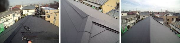 カラーベスト屋根へのカバー工法施工写真