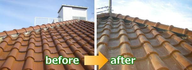 洋風瓦屋根の修理前と後-before＆after写真（埼玉県さいたま市）