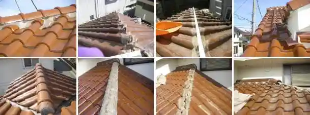 洋瓦屋根のしっくい、棟部の修理写真