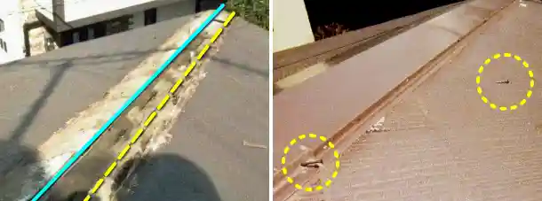 屋根の手抜き工事による棟廻りからの雨水浸入