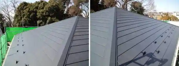 金属屋根の横暖ルーフへ葺き替え完成写真