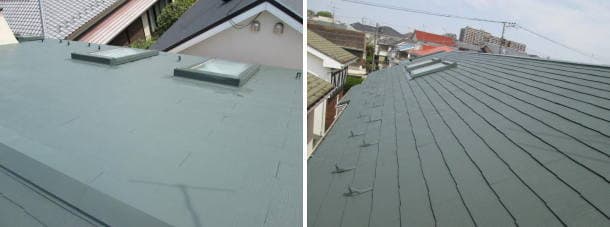 屋根修理後に塗装したスレート屋根。世田谷区