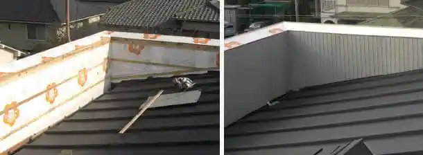 防水シート、ガルバリウム鋼板を張り替え