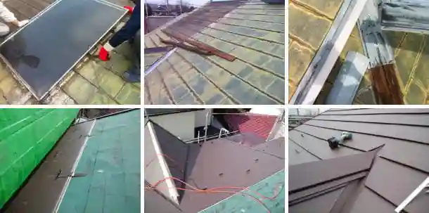 太陽光を撤去しての二階屋根のカバー工法写真