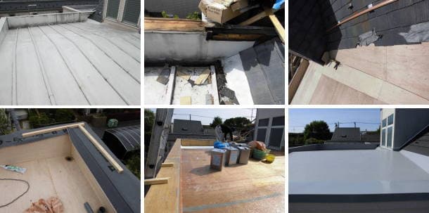 陸屋根部分の屋根を剥がしての防水工事とﾊﾟﾗﾍﾟｯﾄ工事写真