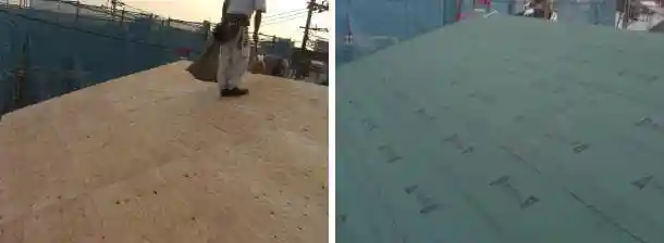 野地板とルーフィング工事