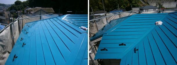 コロニアルからガルバリウム鋼板屋根への葺き替え完成写真