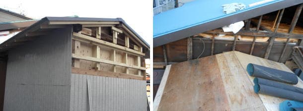物置の外壁工事と屋根の下地張り替え
