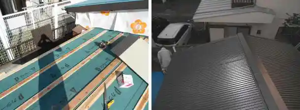 ルーフィングを張り替え、波板屋根に葺き替え